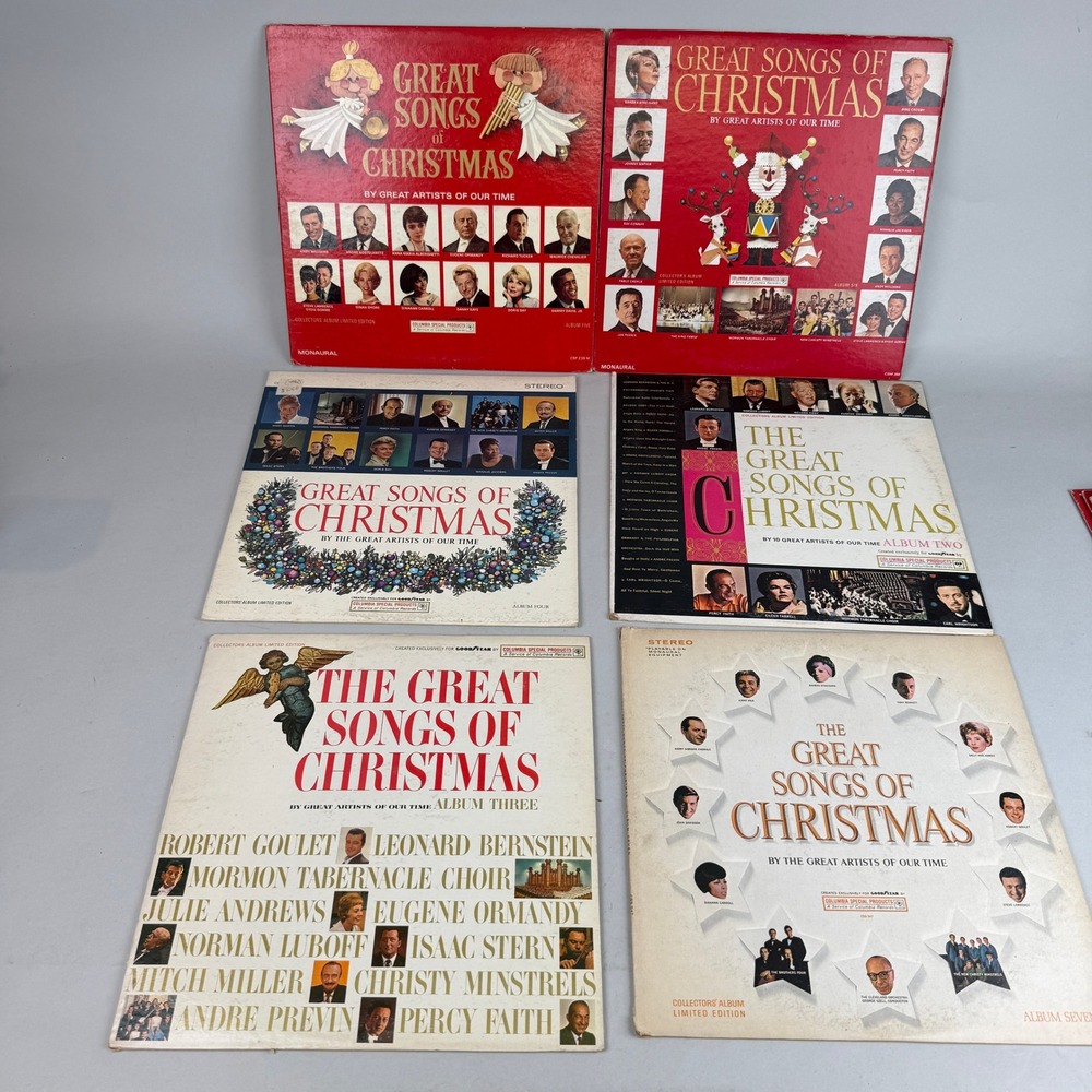 Lot of 6 Goodyear Great Songs of Christmas Vinyl Records - Good/Excellent